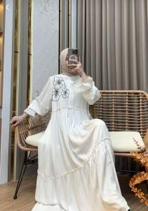 Gamis Melisa Twill Rayon Premium Ld 120 / Gamis Wanita Casual Kekinian Lebaran 2026