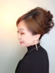 Tóc giả búi kẹp ngoặm búi cột xoăn trung niên cho nữ - Phụ kiện RYRY