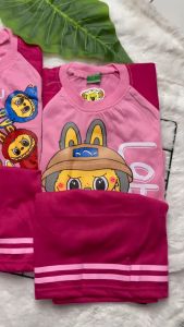 LABUBU - Stelan Rok Mini Anak Perempuan Lengan Pendek Usia 1-10 Tahun Bahan Katun Karakter Terbaru