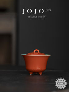 Creative Handmade Ceramic Tri-legged Cauldron Cover Bowl Jingdezhen Red Jing Palace Red Traditional Chinese Ceramics Tea Set