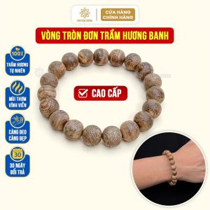 Vòng tay tròn đơn trầm hương banh tự nhiên cao cấp Sơn Mộc Hương mùi thơm ngọt đậm lâu dài đeo tay nam nữ mang ý nghĩa phong thủy may mắn tài lộc