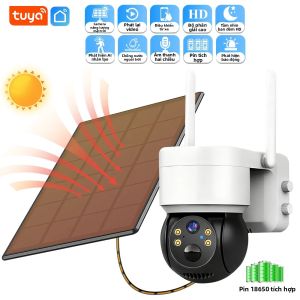 Camera WiFi Chạy Bằng Năng Lượng Mặt Trời Tuya 8MP 4K Với Tính Năng Phát Hiện Con Người PIR Tầm Nhìn Ban Đêm Chống Nước Camera An Ninh Ngoài Trời Với Pin Tích Hợp