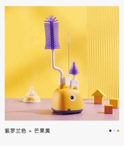 Bottle Brush Cleaning Brush Newborn Baby Specific Storage Rack Long Handle Pacifier Brush Silicone Cleaning Brush Set