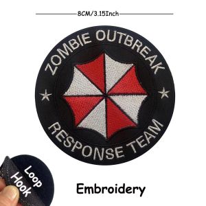 Umbrella Corporation Cao Su PVC Biểu Tượng Tinh Thần Huy Hiệu Biohazard Insignia Đính Thêu Miếng Dán Chiến Thuật Ba Lô Phù Hiệu 1PC 2PCS