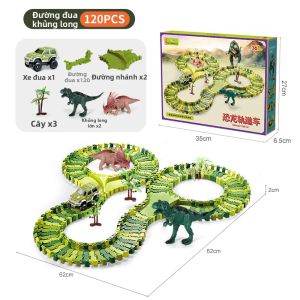 Đồ Chơi Xe Đường Dinosaur Điện Tử Tự Lắp Ráp Mô Hình T-rex