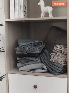 Hộp đựng quần áo gấp gọn đựng đồ đa năng chất liệu vải lanh khung gỗ MDF không nắp Akii Home TD44