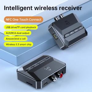 VAORLO | NFC Bluetooth 5.3 Audio Receiver RCA 3.5mm AUX USB Wireless Adapter With MIC Support U-Disk/TF Card Play For Car Kit Speaker