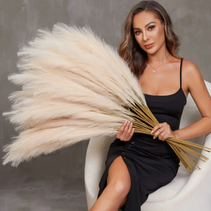 10Pcs 55cm Boho Style Fluffy Pampas Grass for Home Decor Artificial Flower Fake Plant Reed Outdoor Garden Wedding Party Decoration