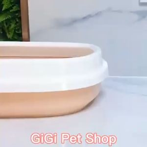 Khay chậu cát vệ sinh cho mèo size lớn hình bầu dục nhựa cao cấp tặng kèm xẻng xúc cát - GiGi Pet Shop