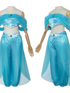 Halloween Aladdin Genie Lamp Costume Party Dress up Jasmine Princess Set Thousand And One Nights Chinese Silk Material