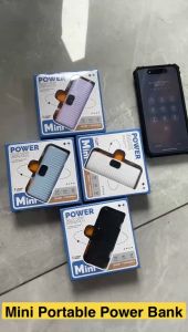 RICHMENT Portable Charger Mini Power-Bank 5000mAh Small Portable Travel Phone Charger Fast Charging Power Bank 5V 2.1A Fast Charger Built-in Lightning Cable and Type-C Cable with Phone Holder Battery Pack for iPhone and Android Phone(SG Local Seller)