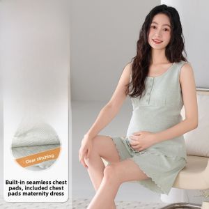 Miiow | Maternity Sleepwear Sleeveless Womens Postpartum Clothing With Chest Pad Home Clothes Breathable Polyester Fiber Short Pants