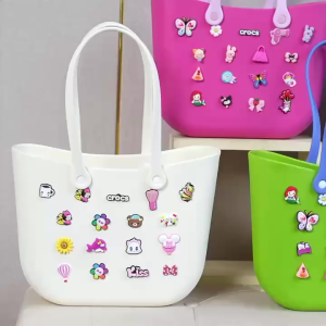 【NEW】EVA waterproof beach handbag Rubber Jibbits large capacity travel portable durable handbag colorful DIY decorative hole bag