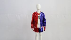 Harley Quinn Cosplay Costume Halloween Suicide Squad Harley Costumes Set for Kids T-shirt Jacket Shorts Gloves