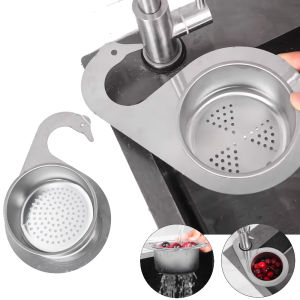 อ่างล้างแบบมุม Keranjang Tirisan สเตนเลสสตีล1/2ชิ้นเครื่องกรองน้ำห้องครัวซิงค์ชั้นฟิลเตอร์หงส์ตะแกรงคว่ำผักชั้นเก็บของเหลือในครัว