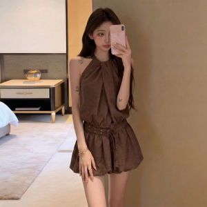 NIUVIES | Đầm Hè Dây Đeo Quai Ngực Không Tay Ép Eo Xòe Dưới