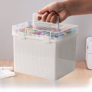 Large Capacity Plastic Marker Storage Box Multi-Function Stationery Storage Case 36/48/60/80 Colors Business Supplies