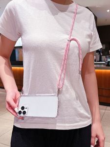 Ultra-Thin Acrylic Phone Case with Lanyard  16 pro 15 pro Original Niche 12 pro Max Four-Corner Hole Design Crossbody Adjustable