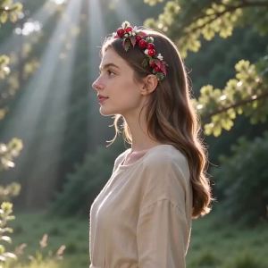 Forest-Style Berry and Mushroom Headband Realistic Red Fruit and Leaf Headband Fairy Tale Photo Shoot Headpiece Christmas Outdoor Photography Floral Hair Accessory