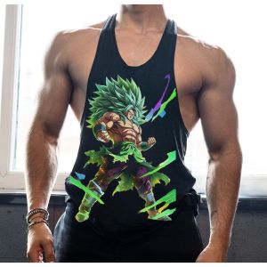 Bandai | Authentic (Bandai) Authorized Dragon Ball Z Mens Summer Gym Sports Cross Shaped Vest Outdoor Loose Breathable Top Sweatshirt