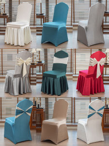 Stretch Chair Hotel High-End Hotel Chair Cover Thickened Banquet Bows One-Piece Universal Sets Wedding Chair Cover Satin