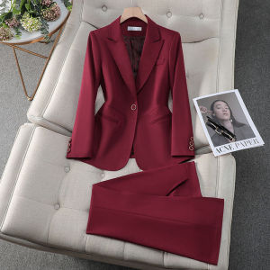 Elegant Professional Womens Suit Set Slim Fit Korean Style Fashionable Two-Piece Suit for Spring Business Casual Wear