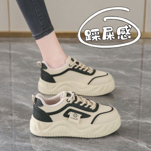 Womens Spring 2025 Thick Bottom Sports Casual Shoes Leather Surface Comfortable Maternity Footwear Fashionable Cross Buckle