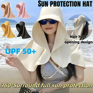 Summer Pretty Women Outdoor Hat Sunshade UPF 50+ Foldable Big Brimmed Cap With Face Cover Wide-Brimmed Breathable Anti UV Multi Function Sun Hat Anti-UV Beach Sun Hat Cycling Hiking