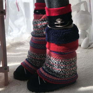 Warm Fleece Leg Warmers Christmas Snowflake Style Windproof Childrens Ankle Protection Socks Covers One Size Fits All