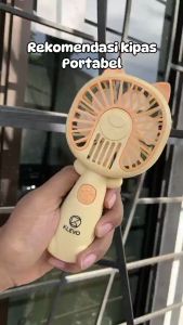 KLEVO KYOMI KIPAS ANGIN GENGGAM KARAKTER KUCING Portable Handy Mini Fan Rechargeable