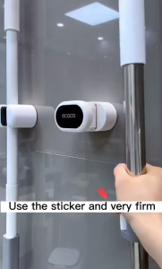 MUYISO 🇸🇬 ECOCO Side & Front Slot Bathroom Mop Holder Broom Holder Hanger Clip Bathroom Holder