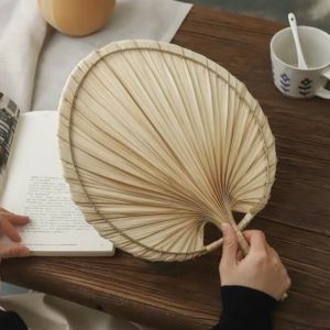 Retro Zen Style Handmade Palm Leaf Fan Decorative Tea Room Summer Handheld Oscillating Fan Old Fashioned Chinese Style Banana Leaf Fan