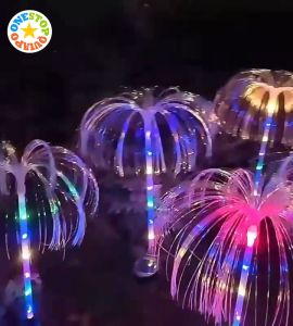 OSQ 1 & 2 Layers Waterproof Solar Jellyfish Copper Wire Starburst Flower Tree String Light