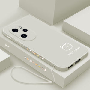 Liquid Silicone Phone Case for Honor 100 pro Simple Cartoon Bear And Rabbit Design Womens Style Protective Cover Soft Shell Creative