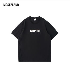 MoSealand Summer Heavyweight Mens Short Sleeve T-Shirt Pure Cotton Breathable Foamed Print Japanese Style Couples Top