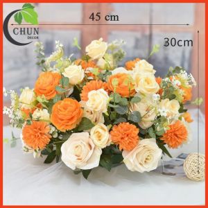 Lẵng hoa lụa nhiều mẫu dài 42cm trang trí bàn kệ tủ trang trí phòng họp hội thảo hội nghị