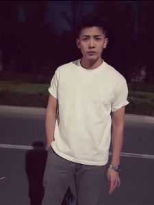 White Short Sleeve T-Shirt Cool Sensation Slim Fit American Style Half Sleeve Summer Fashionable Youth Cotton Blend Casual Wear