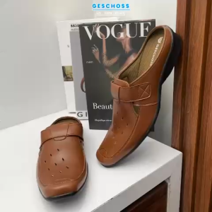 Sepatu Sandal Bustong Pria Geschoss Gs-1309 Kulit Sintetis Premium Warna Coklat Anti-Slip
