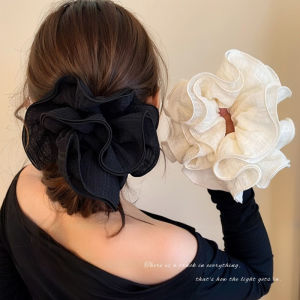 Korean Style Ruffle Hair Ties Womens Large Elastic Hair Bands New 2025 Fashion Sensation Super Large Flower Headbands Hair Accessories