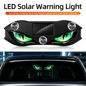 KEVANLY | 1PCS Devil’s Eye Shaped Car Window Decorative Light With Suction Cup Dynamic Eyes LED Light Solar Powered Rechargeable Lamp