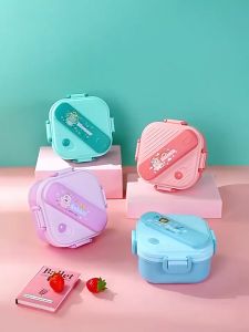 Food Container Kids Lunch Box Double Layer with Spoon Fork School Children Camping Microwavable Bekas Makanan Kanak
