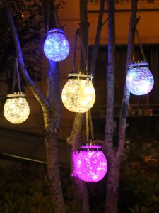 Waterproof Solar Powered Decorative Light Modern Style Glass Crack Bottle Lamp for Villa Courtyard Garden Patio Outdoor Use