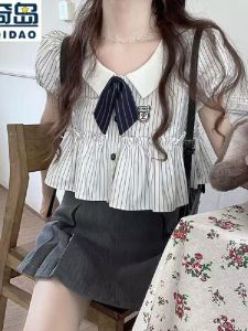 Áo Sơ Mi Nữ Phong Cách Hàn Quốc Cổ Búp Bê Tay Bồng Mùa Đông Mới Thiết Kế Cảm Giác Học Sinh Đa Năng Phong Cách Ngọt Ngào