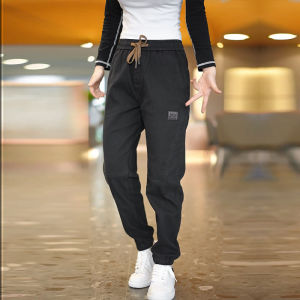 Quần Jeans Denim Nam Ống Rộng Ôm Dáng Mùa Thu Quần Dài Thường Ngày Có Lót Lông Cừu Quần Dài Thời Trang Mùa Đông Quần Jeans Nam