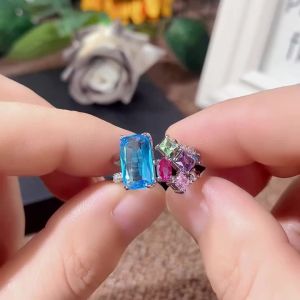 Huitan Geometric Colorful CZ Women Rings 2023 Bright Bridal Rings for Wedding Party One Size Opening Resizable Fashion Jewelry