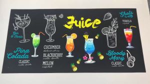 Tranh dán tường VTC Tiệm nước ép trái cây Juice ZTY-1591408 kim sa