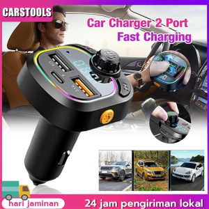 Car Charger 2 Port Fast Charging Usb Chargers Fm & Bluetooth Transmitter Voice Control