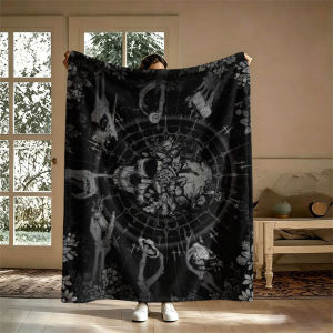 BILIBILI | Gothic Skull Floral Art Flannel Blanket Perfect for Sofa Office Bed Travel Sleep Read Relax Camping Four Season Use