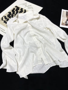 Áo Sơ Mi Dài Tay Cotton Lanh Màu Trơn Cạp Cao Có Khóa Kéo Chống Nắng Cho Nữ Mùa Hè 2024 Áo Sơ Mi Cổ Polo Tay Dài Thường Ngày