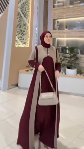 Gamis Busui Simple Elegan Atiya Dres CB Ceruty Babydoll Dua Layer Full Puring M L XL XXL Dress Kondangan Wanita Jumbo Kekinian Ootd Hijab Remaja Muslim Viral Terbaru Resleting Depan Aktif